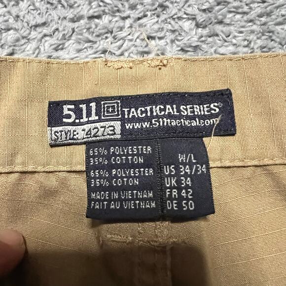 5.11 Tactical Pants Mens 34 x34 Taclite Pro Ripstop Cargo Tan - Picture 5 of 10